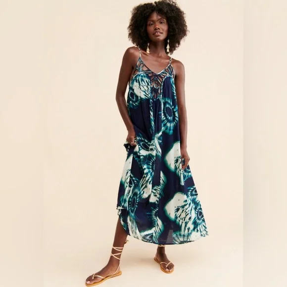 chinese dress ladies Lovely Waves Tie Dye Maxi In Sky Blue – Impressions Online Boutique main image 1